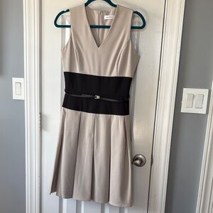 Calvin Klein Taupe and Black Midi Dress